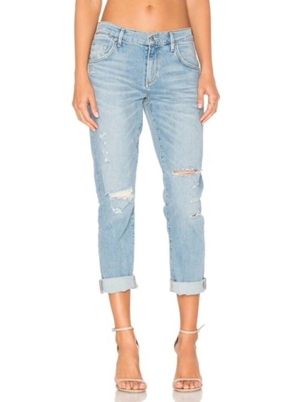 Agolde Isabel Ankle Slim Distressed Boyfriend Jeans in Daydreamer Womens Size 25